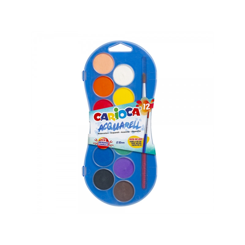 Carioca Acuarell Pack de 12 Acuarelas en Pastillas de Ø