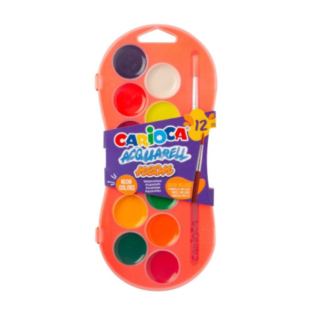 Carioca Acuarell Neon Pack de 12 Acuarelas en Pastillas de
