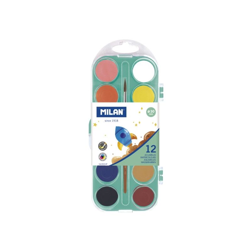 Milan Paleta de 12 Acuarelas Opacas de 30mm - 2,73€