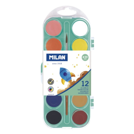 Milan Paleta de 12 Acuarelas Opacas de 30mm - 2,73€
