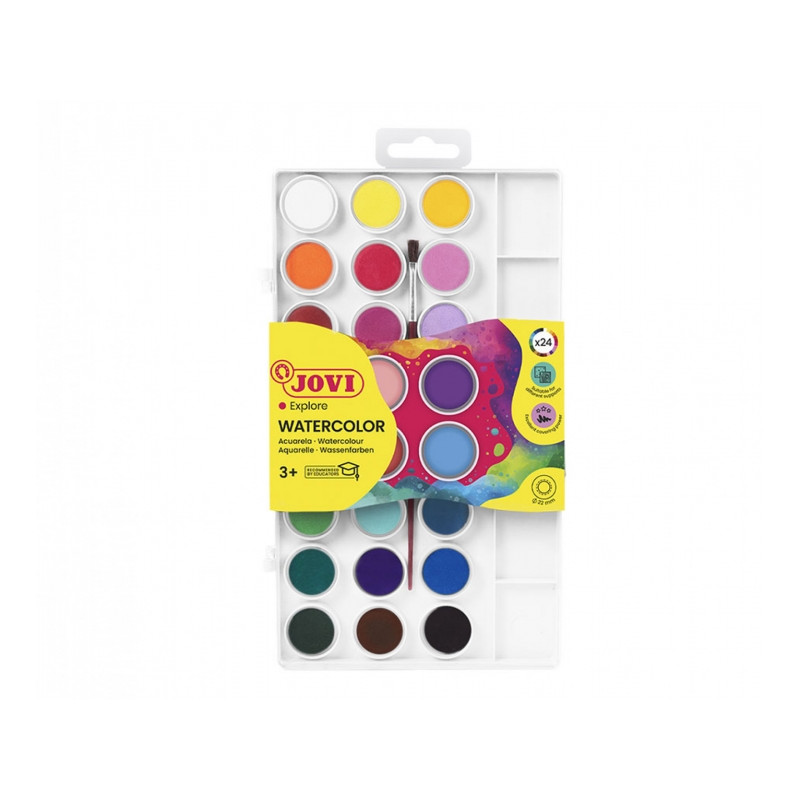 Jovi Pack de 24 Acuarelas en Pastilla 22mm + Pincel - 4,33€