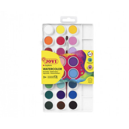 Jovi Pack de 24 Acuarelas en Pastilla 22mm + Pincel - 4,33€