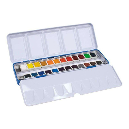 Milan Art Estuche Metalico de 24 Acuarelas Medio Godet 