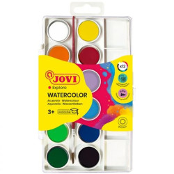Jovi Pack de 12 Acuarelas en Pastilla 22mm + Pincel - 2,55€