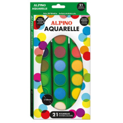 Alpino Pack de 21 Acuarelas + 2 Pinceles Compatible - 3,30€