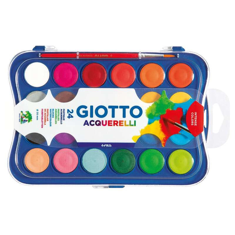 Giotto Estuche de 24 Acuarelas de 30mm + Pincel - 5,14€