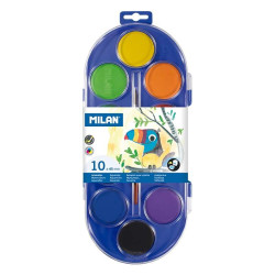 Milan 80009 Estuche de 10 Acuarelas Ø45 mm + Pincel Serie