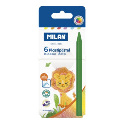 Milan Plastipastel Pack de 6 Ceras de Colores Redondas 