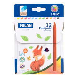 Milan Plastipastel Pack de 12 Ceras de Colores Triangulares