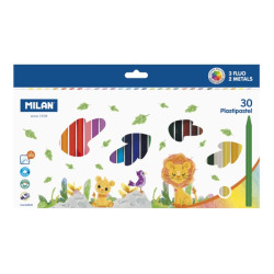 Milan Plastipastel Pack de 30 Ceras de Colores Redondas 