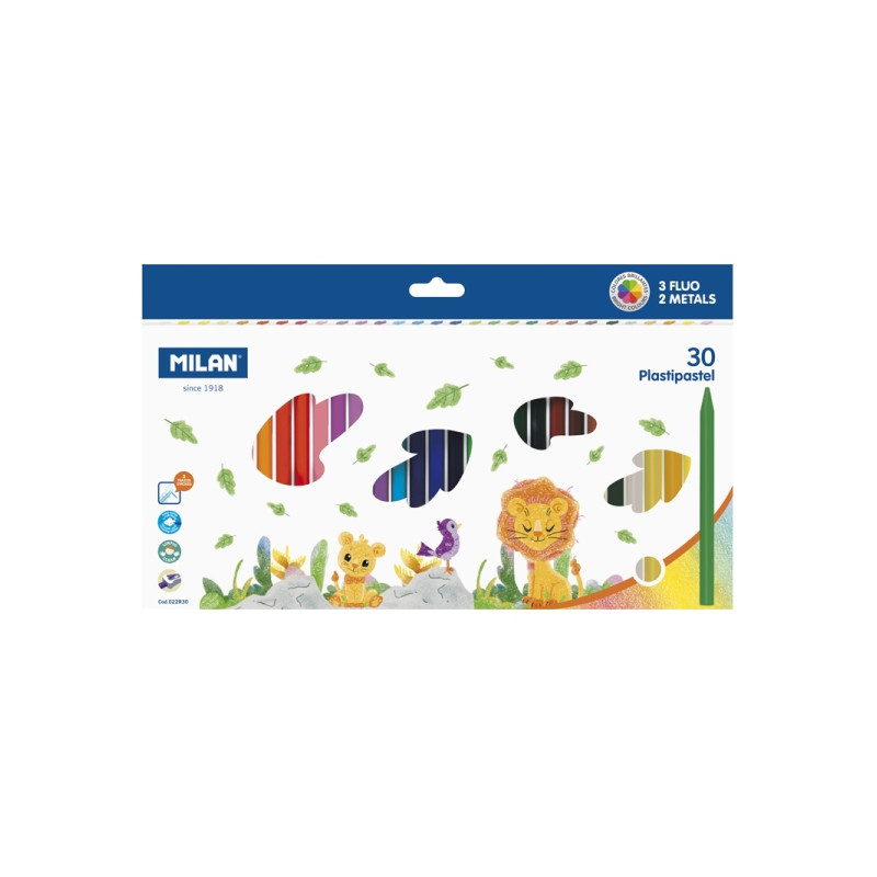 Milan Plastipastel Pack de 30 Ceras de Colores Redondas 