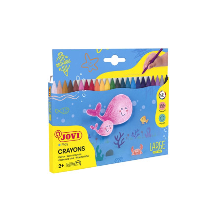 Jovi Large Easy Grip Pack de 24 Ceras Plasticas Hexagonales