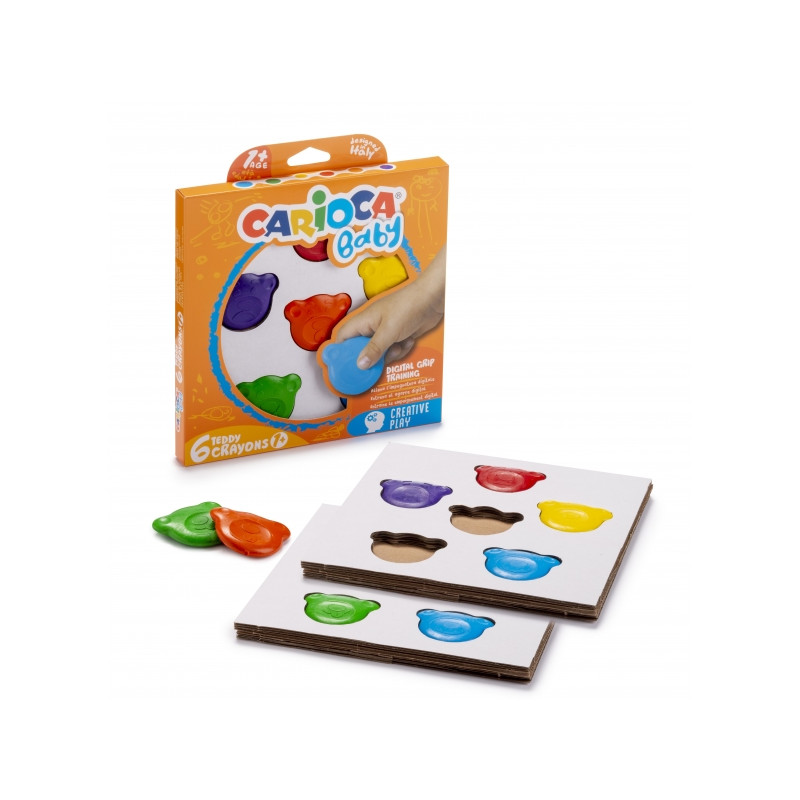 Carioca Teddy Crayons Pack de 6 Ceras de Colores - 1,39€
