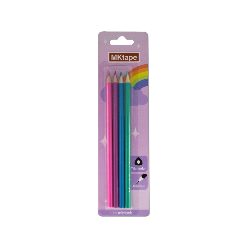 MKtape Pack de 4 Lapices Triangulares de Colores - 1,42€