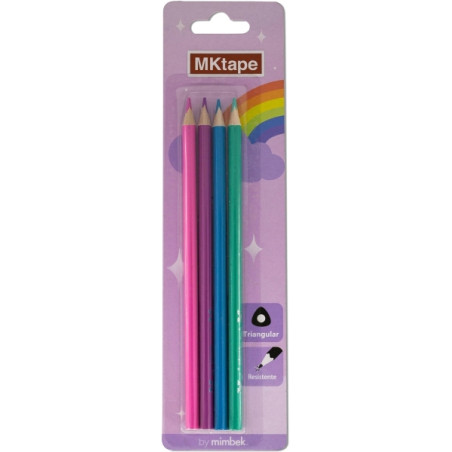 MKtape Pack de 4 Lapices Triangulares de Colores - 1,42€