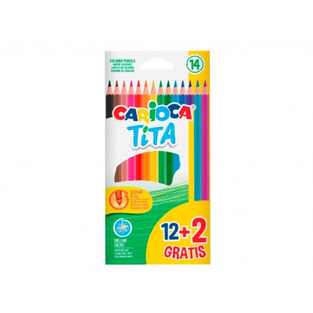 Carioca Tita Pack de 12 + 2 Lapices de Colores - 1,34€
