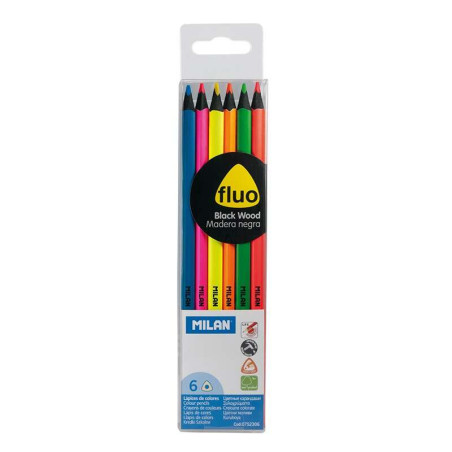 Milan Fluo Pack de 6 Lapices Triangulares de Colores - 2,02€