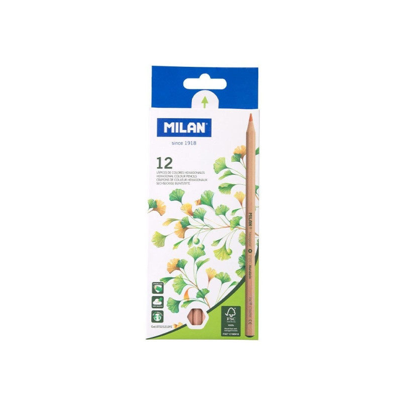 Milan Pack de 12 Lapices Hexagonales de Colores - 2,07€