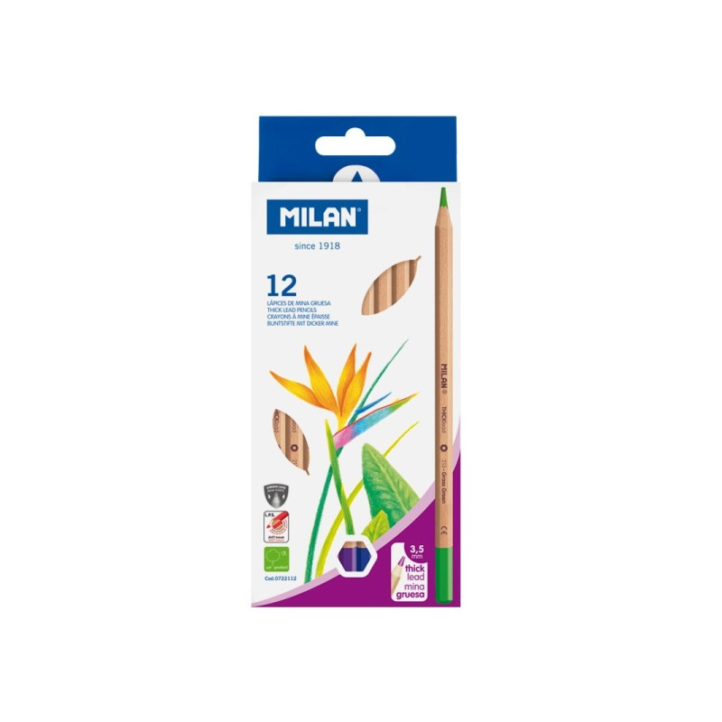 Milan Pack de 12 Lapices Hexagonales de Colores - 2,30€