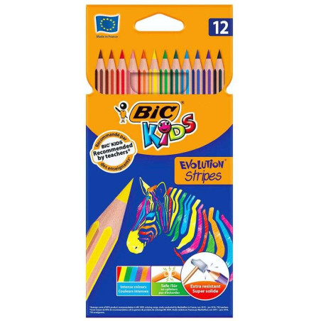 Bic Kids Evolution Stripes Caja de 12 Lapices de Colores