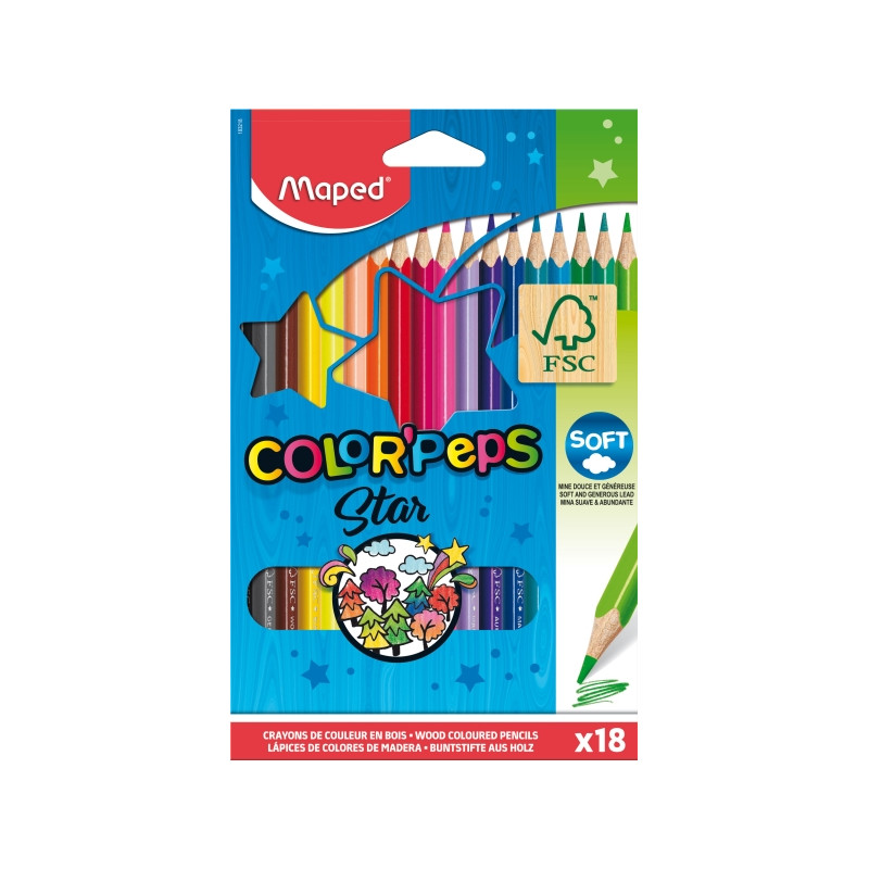 Maped Color´Peps Star Pack de 18 Lapices de Colores
