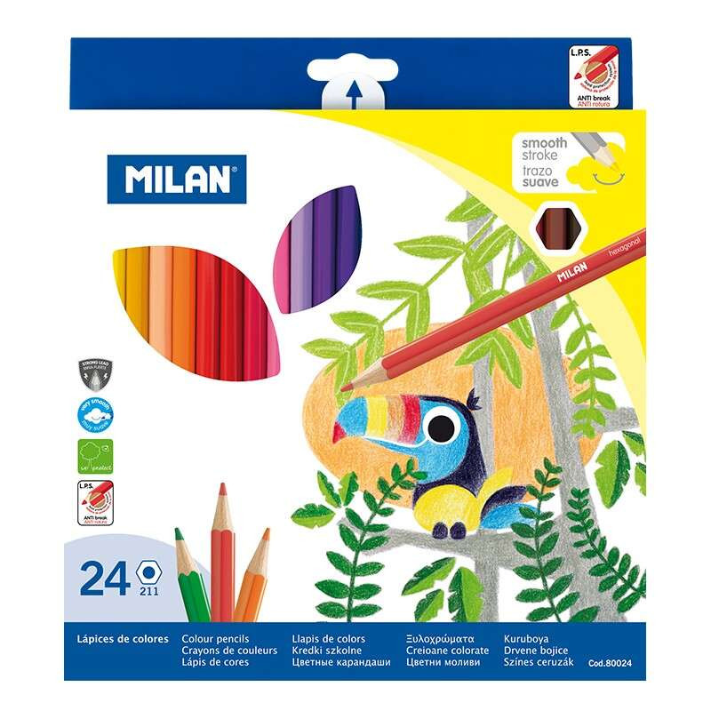 Milan Pack de 24 Lapices Hexagonales de Colores - 3,59€