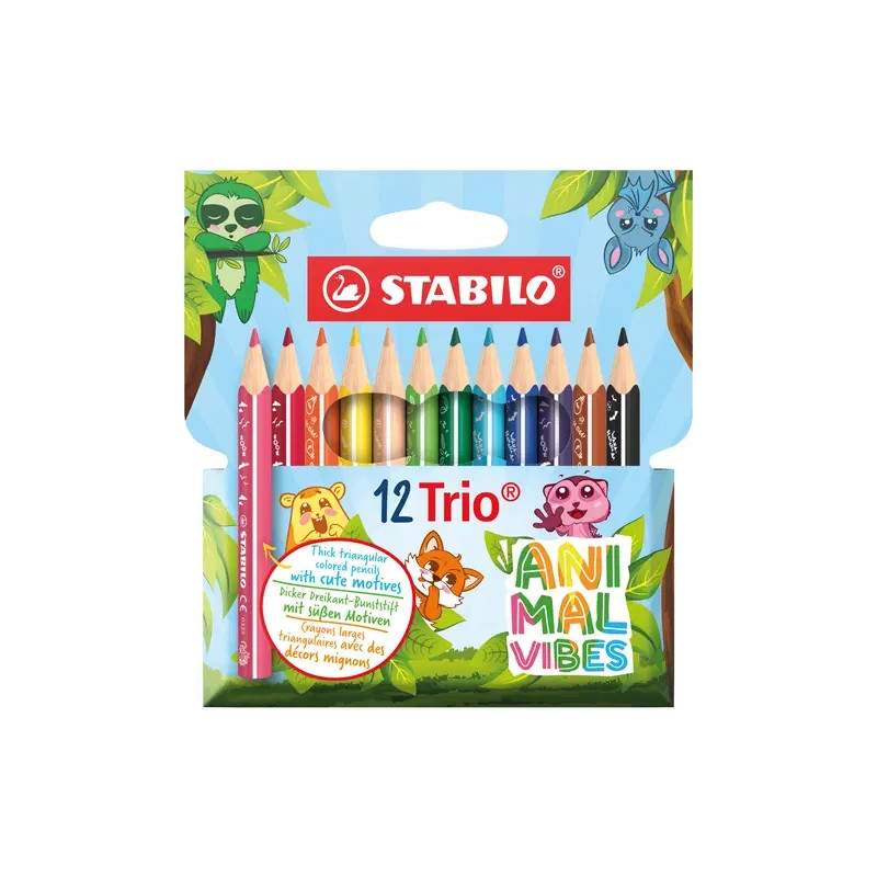 Stabilo Trio Animal Vibes Pack con 12 Lapices de Colores 