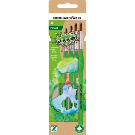 Eberhard Faber Green Winner Pack con 4 Pinceles de Pelo