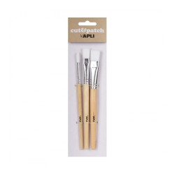 Apli Pack de 3 de Pinceles de Madera para Manualidades 