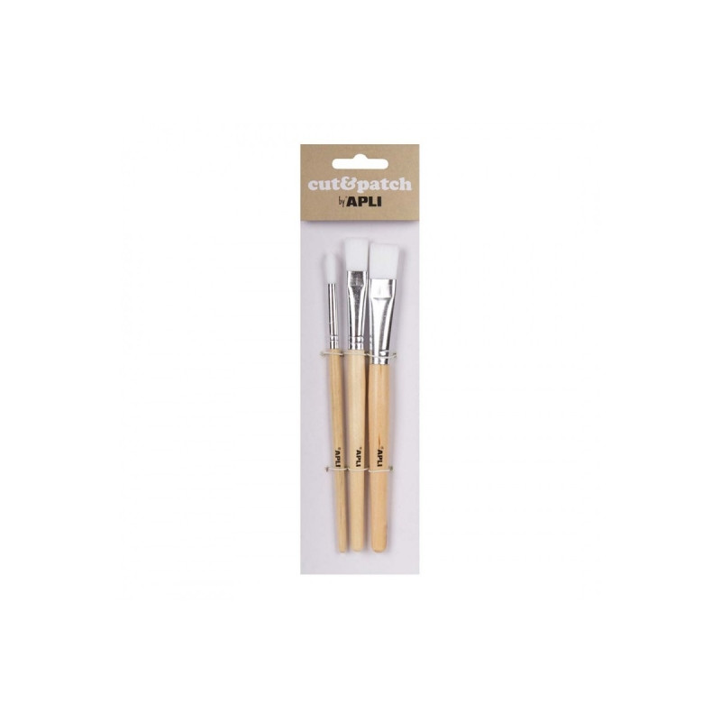 Apli Pack de 3 de Pinceles de Madera para Manualidades 