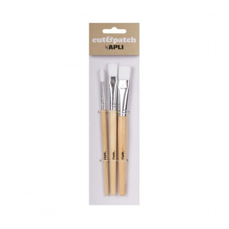 Apli Pack de 3 de Pinceles de Madera para Manualidades 