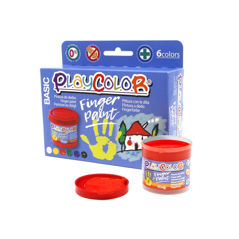 PlayColor Basic Finger Paint Pack de 6 Botes de Pintura