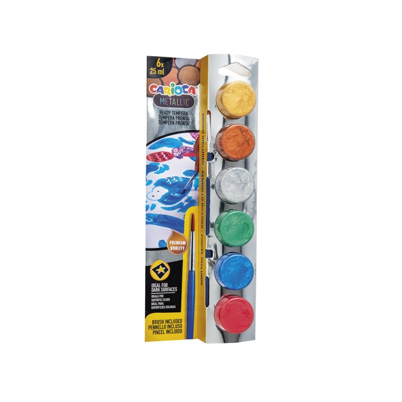 Carioca Metallic Pack de 6 Temperas en Botes de 25ml +