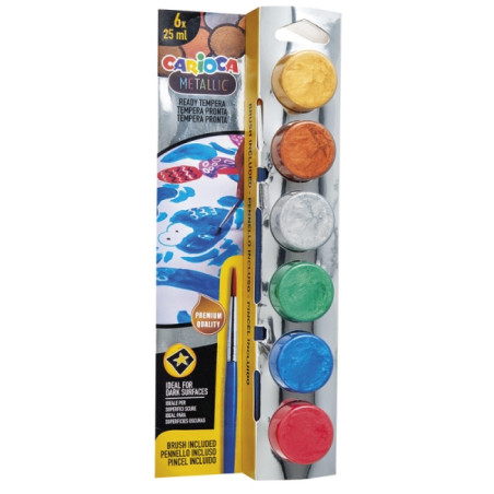 Carioca Metallic Pack de 6 Temperas en Botes de 25ml +