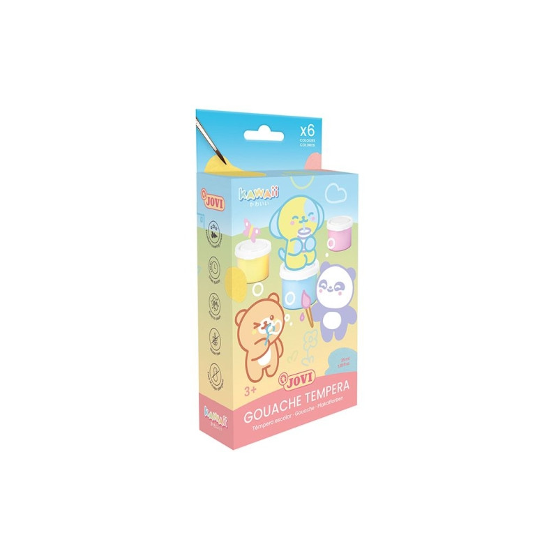 Jovi Kawaii Pack con 6 Botes de Tempera 35ml + Pincel 