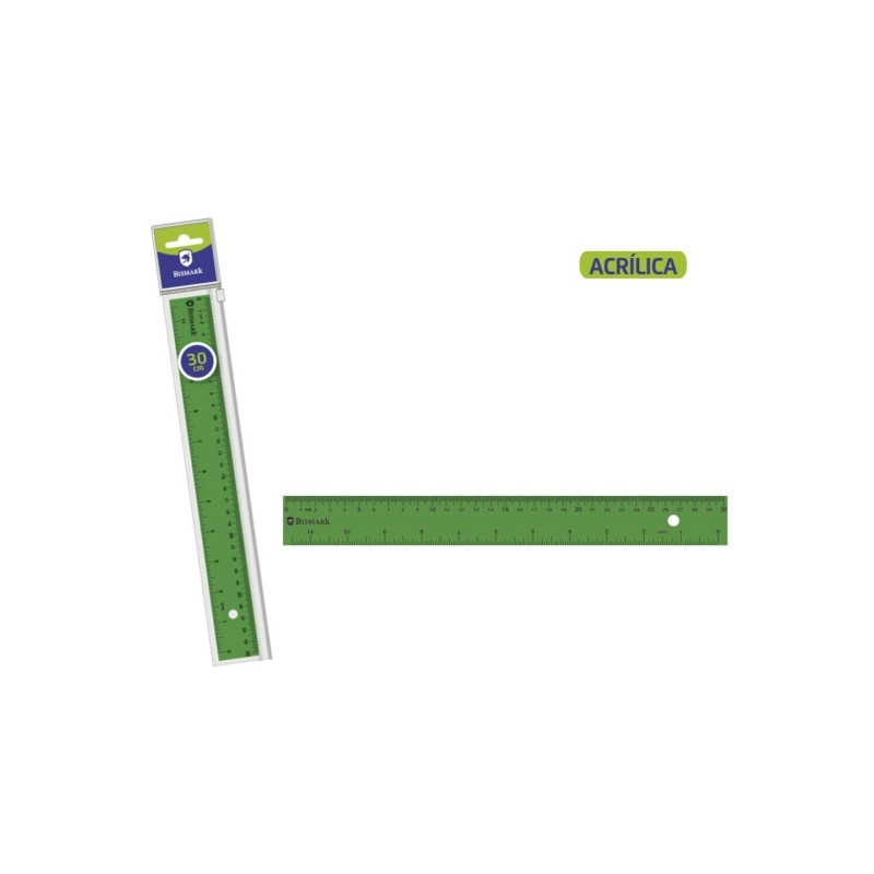 Bismark Regla Acrilica 30cm Verde Compatible - 1,00€