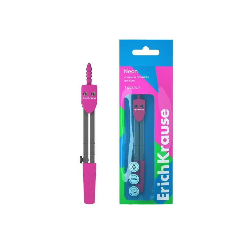 ErichKrause Neon Compas Escolar Rosa Compatible - 1,00€