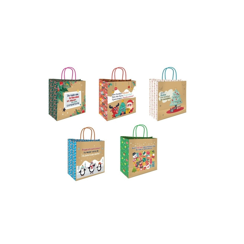 Bismark Bolsa de Papel Kraft con Mensajes Navideños - 16,64€