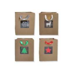 Bismark Bolsa de Papel Kraft Navidad Grande con Ventana 