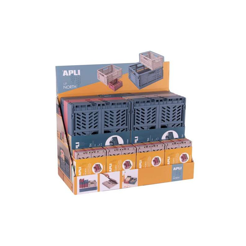 Apli Up North Expositor de 26 Cajas de Plastico Plegables y