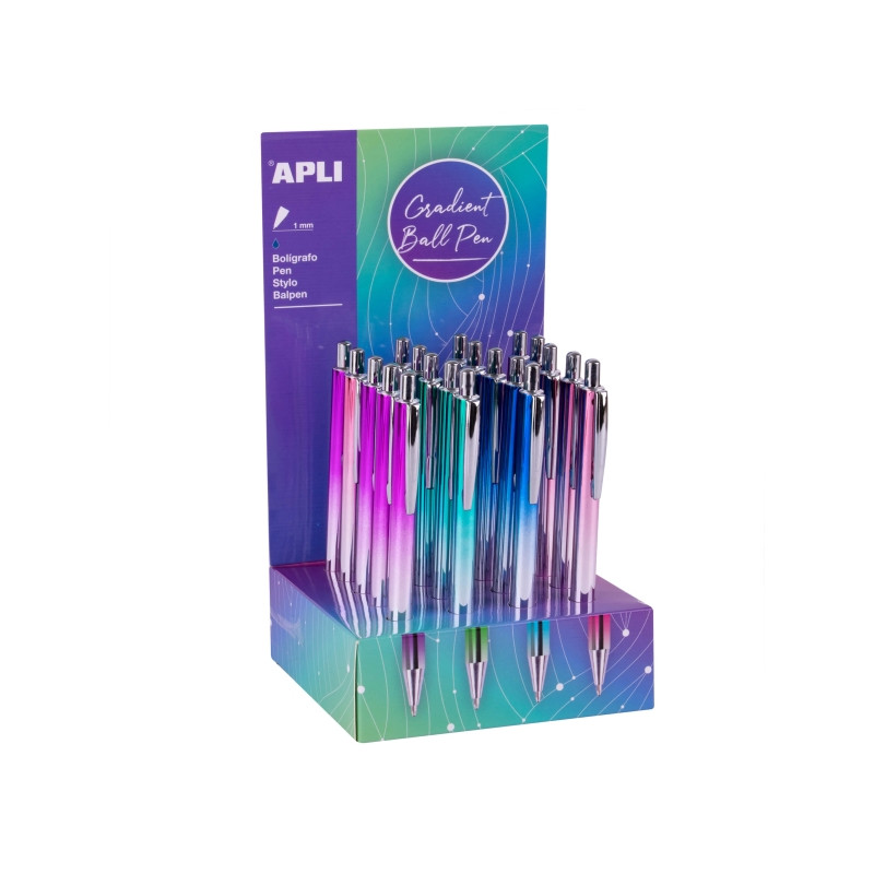 Cartucho de tinta Apli Gradient Expositor con 20 Boligrafos