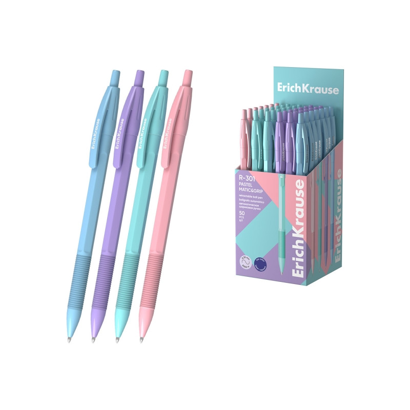 ErichKrause R-301 Matic and Grip Pastel Boligrafo Retractil