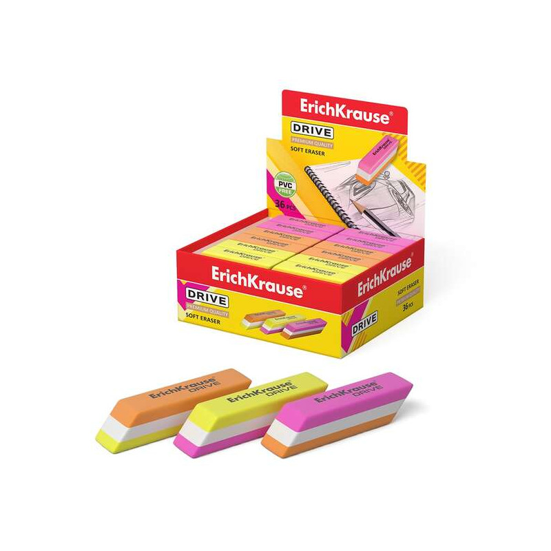 ErichKrause Drive Goma de Borrar Suave de Forma Clasica 