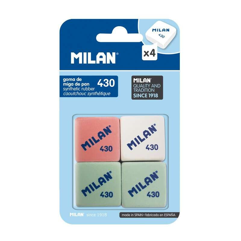 Milan 430 Pack de 4 Gomas de Borrar Cuadradas - 0,96€