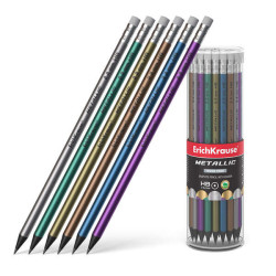 ErichKrause Metallic Lapiz de Grafito HB con Goma de Borrar