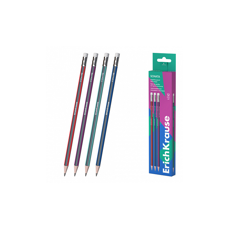 ErichKrause Sonata Lapiz de Grafito HB Triangular con Goma