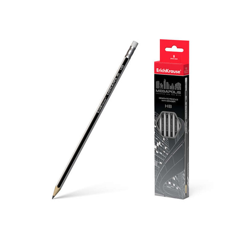 ErichKrause Lapiz de Grafito Hexagonal con Goma de Borrar