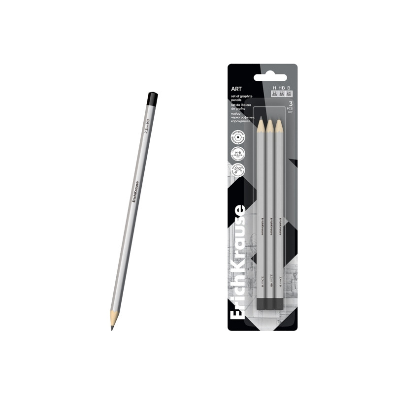 ErichKrause Art Pack de 3 Lapices de Grafito - 0,60€