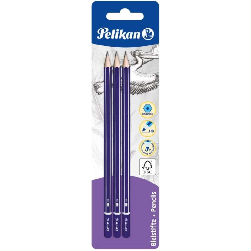 Pelikan Blister de 3 Lapices de Madera HB Compatible - 1,26€