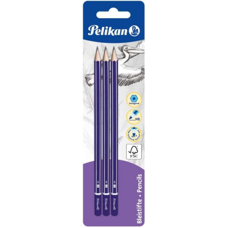 Pelikan Blister de 3 Lapices de Madera HB Compatible - 1,26€